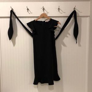Little black dress # 3, tie waist, ruffle bottom